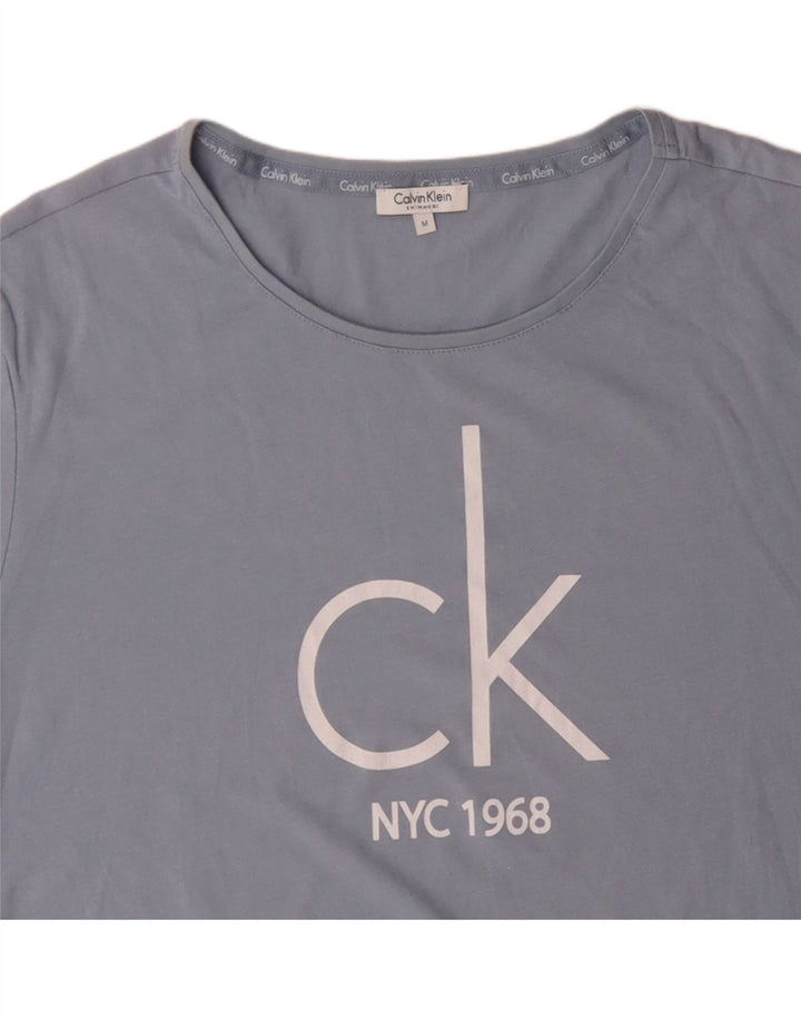 CALVIN KLEIN Herren Grafik T-Shirt Top Mittelblaue Baumwolle