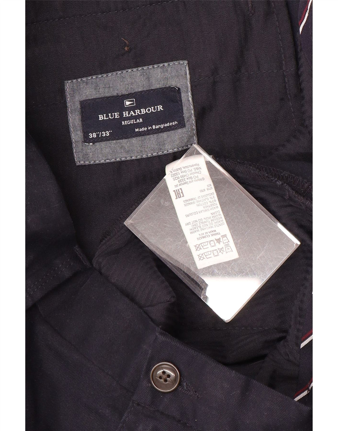 Marks & Spencer Herren Blue Harbor Regular Chinohose W38 L33 Marineblau