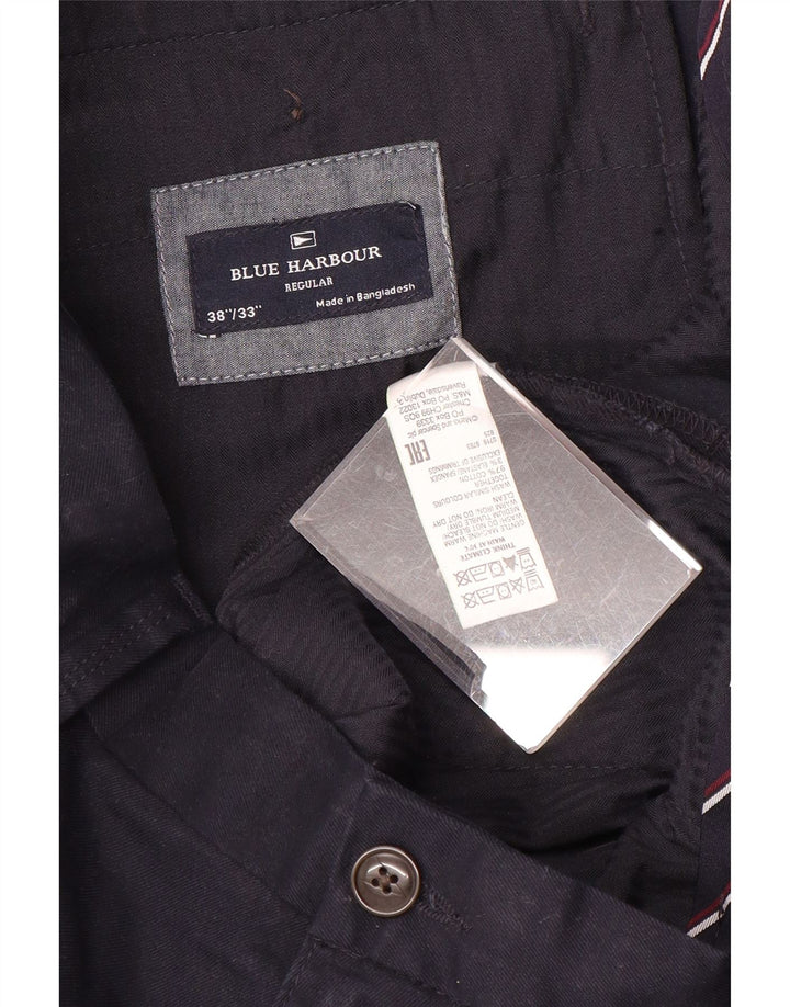 Marks & Spencer Herren Blue Harbor Regular Chinohose W38 L33 Marineblau