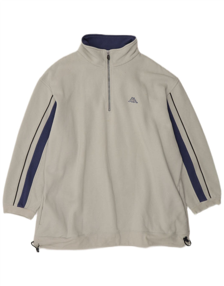 Kappa Herren-Sweatshirt mit Reißverschluss am Hals, XL, aus weißer Baumwolle