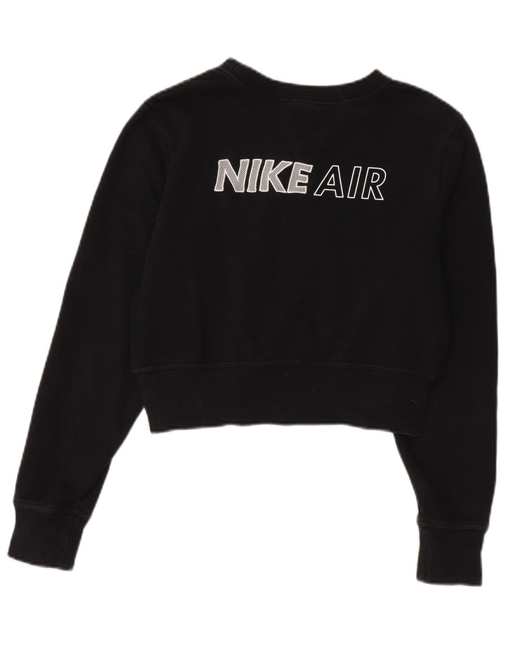 Nike Womens Graphic Crop Sweatshirt Pullover UK 12 Mittelschwarze Baumwolle