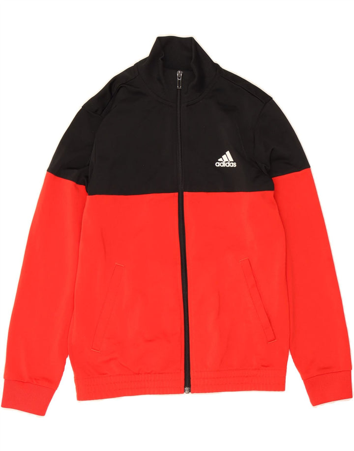 ADIDAS Boys Tracksuit Top Jacket 11-12 Years Red Colourblock Polyester Vintage Adidas and Second-Hand Adidas from Messina Hembry 