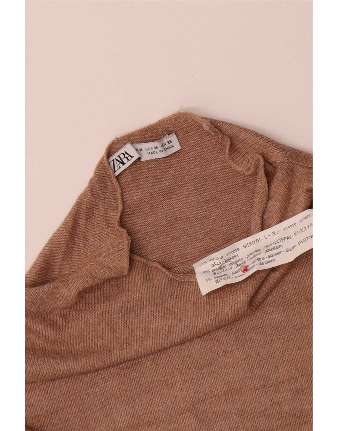 Zara Damen Bluse Top UK 14 Mittelbeige Viskose