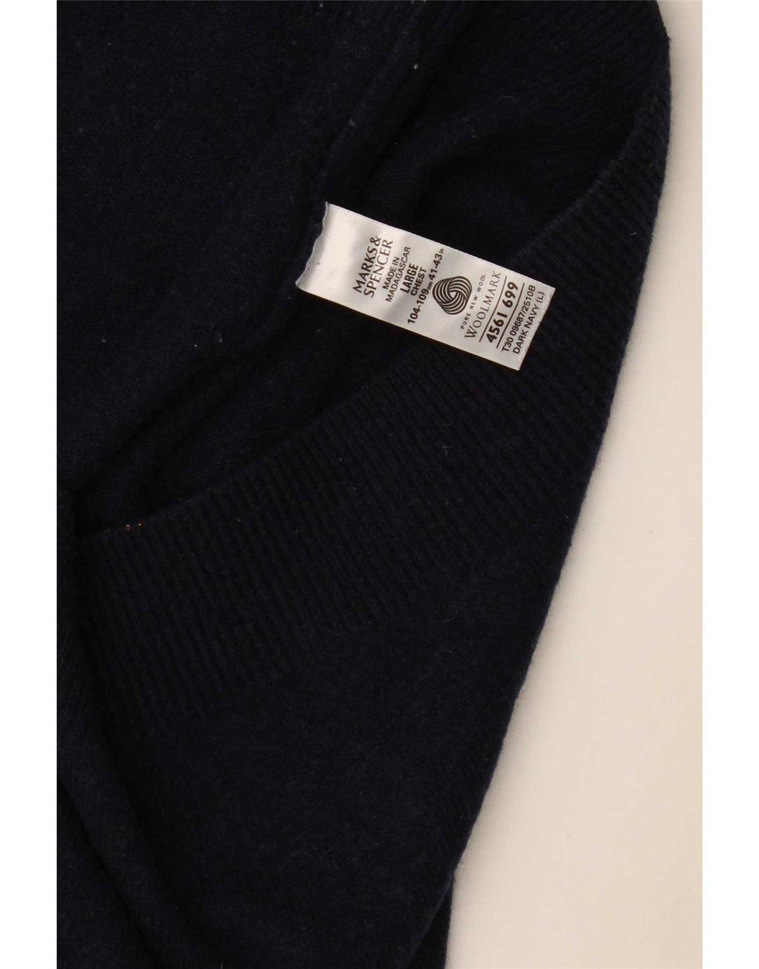 Marks & Spencer Herren-Pullover mit V-Ausschnitt, groß, marineblaue Lammwolle