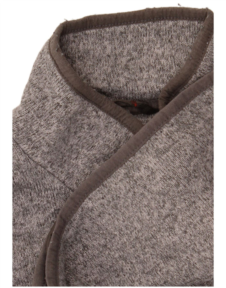 L.L.Bean Herren-Pullover mit Knopfkragen, mittelgrau geflecktes Polyester