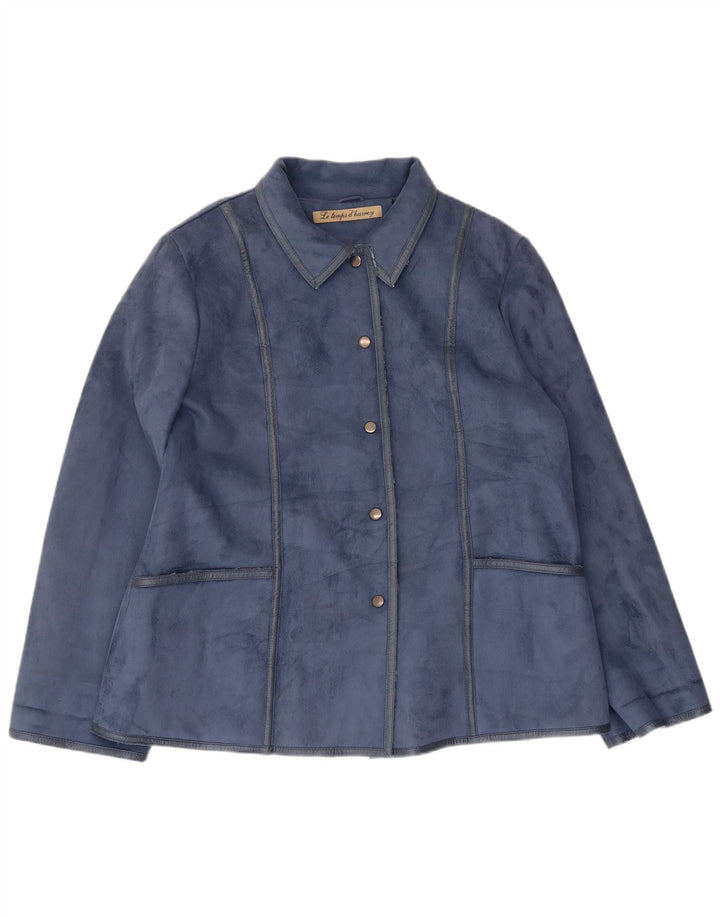 Vintage Damen Mantel IT 50 XL Blau Polyester