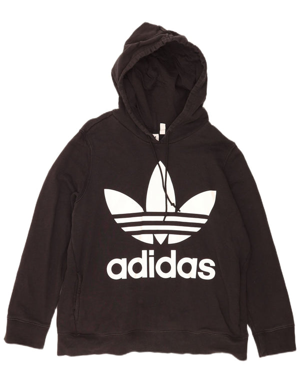 Adidas Damen Graphic Hoodie Pullover UK 20 2XL Schwarz Baumwolle