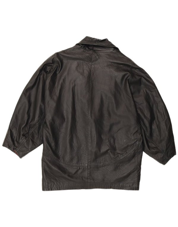 Vintage Damen Lederjacke UK 16 Großes schwarzes Leder