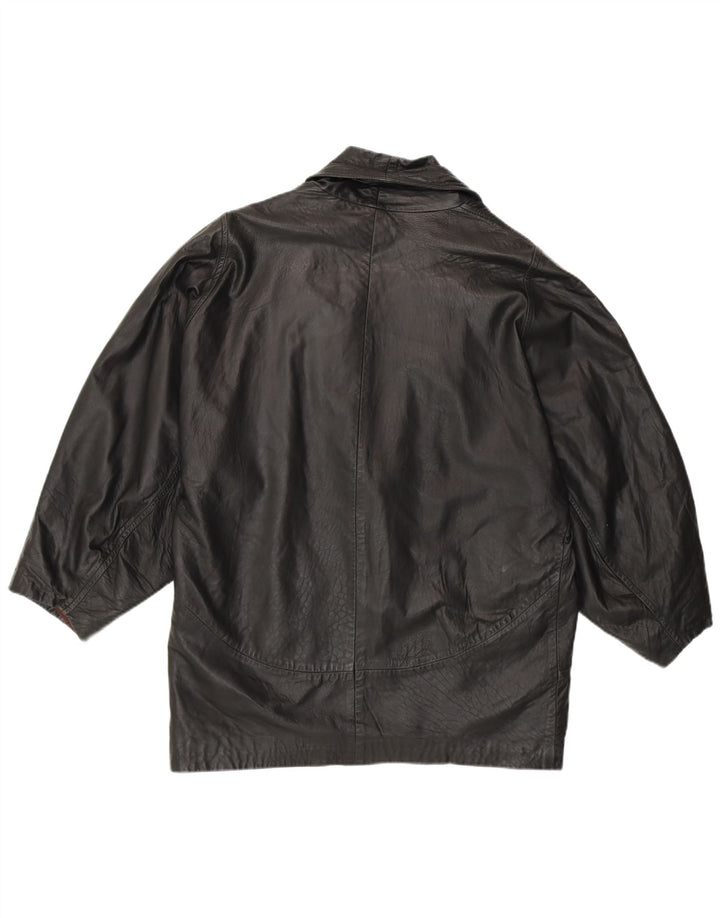 Vintage Damen Lederjacke UK 16 Großes schwarzes Leder