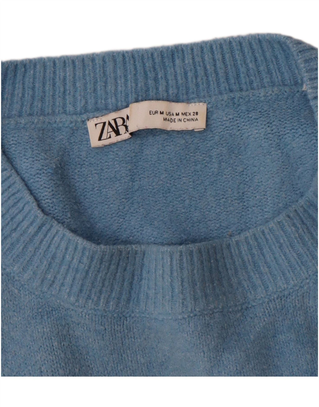 Zara Herren-Pullover mit Rundhalsausschnitt, Mittelblau