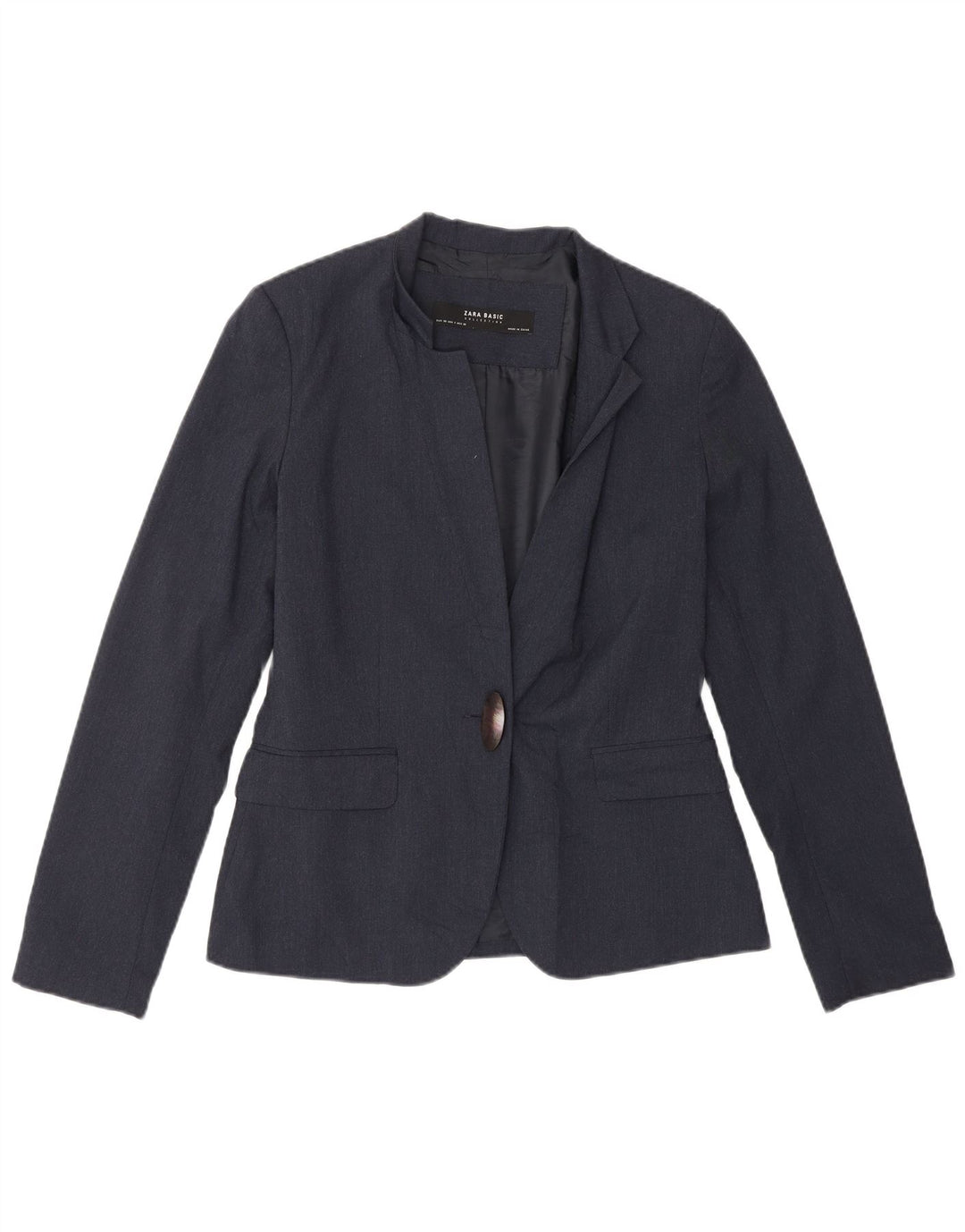 ZARA Womens 1 Button Blazer Jacket EU 36 XS Navy Blue Polyester