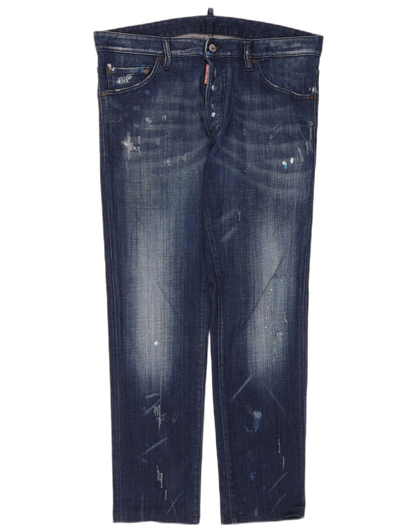 Dsquared2 Damen Distressed Slim Jeans IT 52 2XL W36 L29 Blaue Baumwolle