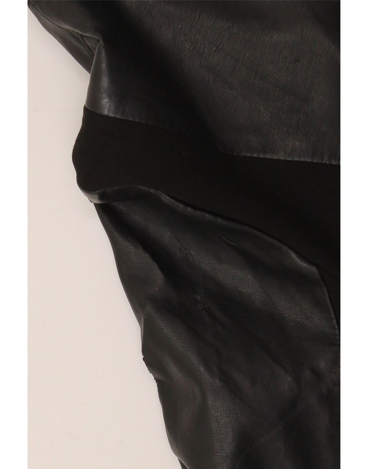 French Connection Damen Crop Bikerjacke UK 6 XS Schwarz Polyurethan