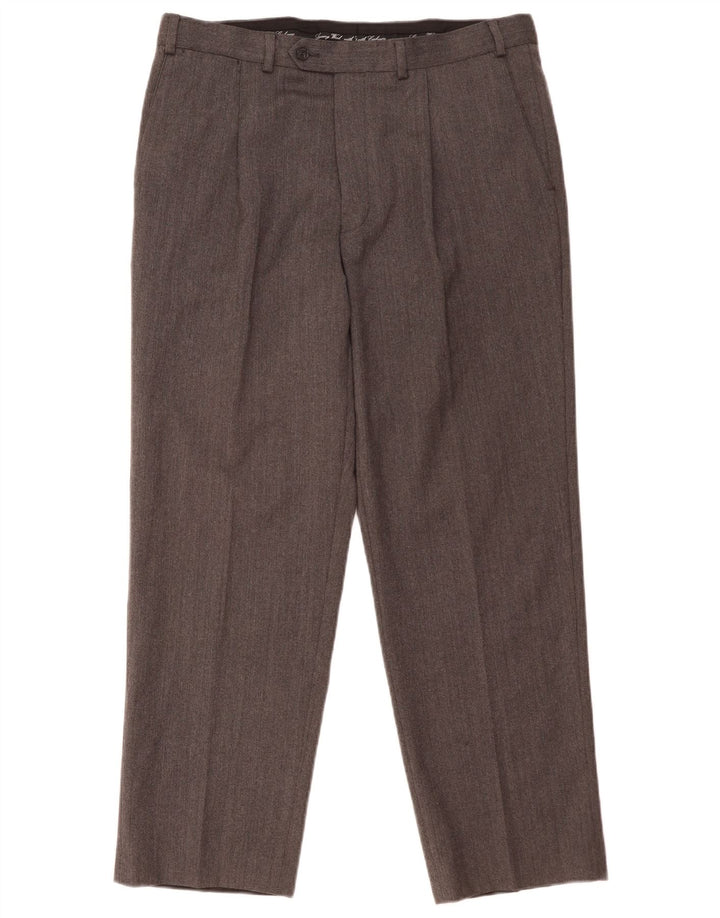 Gerade Herren-Anzughose von Marks & SPENCER, W36, L29, graue Wolle