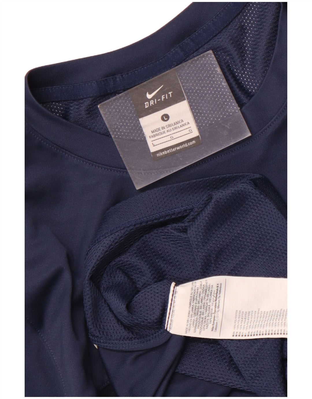 Nike Herren Dri Fit T-Shirt Top Large Marineblau Polyester