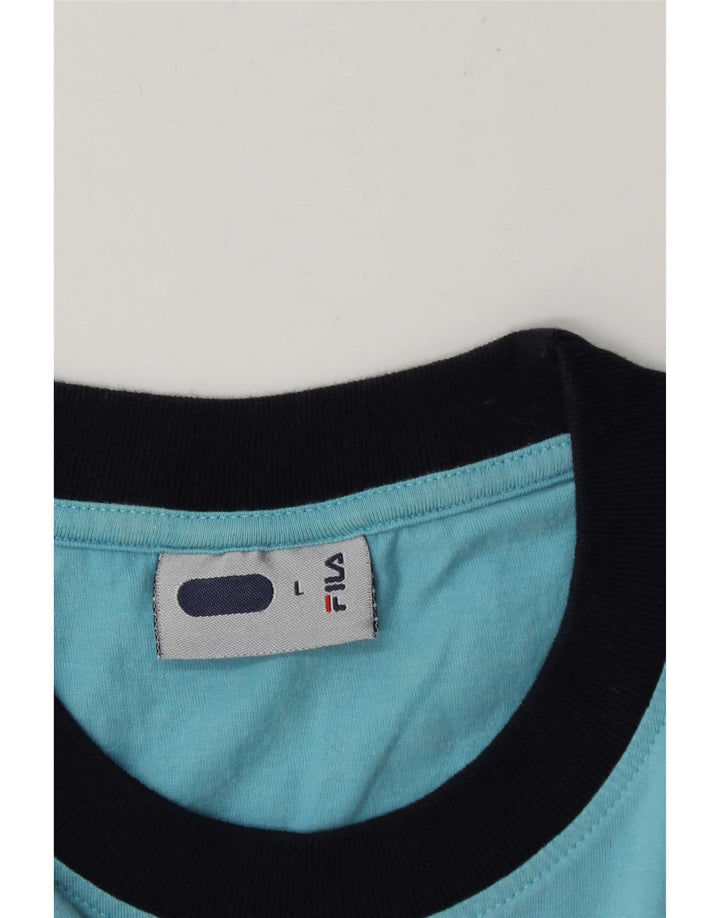 Fila Herren-Grafikoberteil mit langen Ärmeln, groß, blau, Farbblock