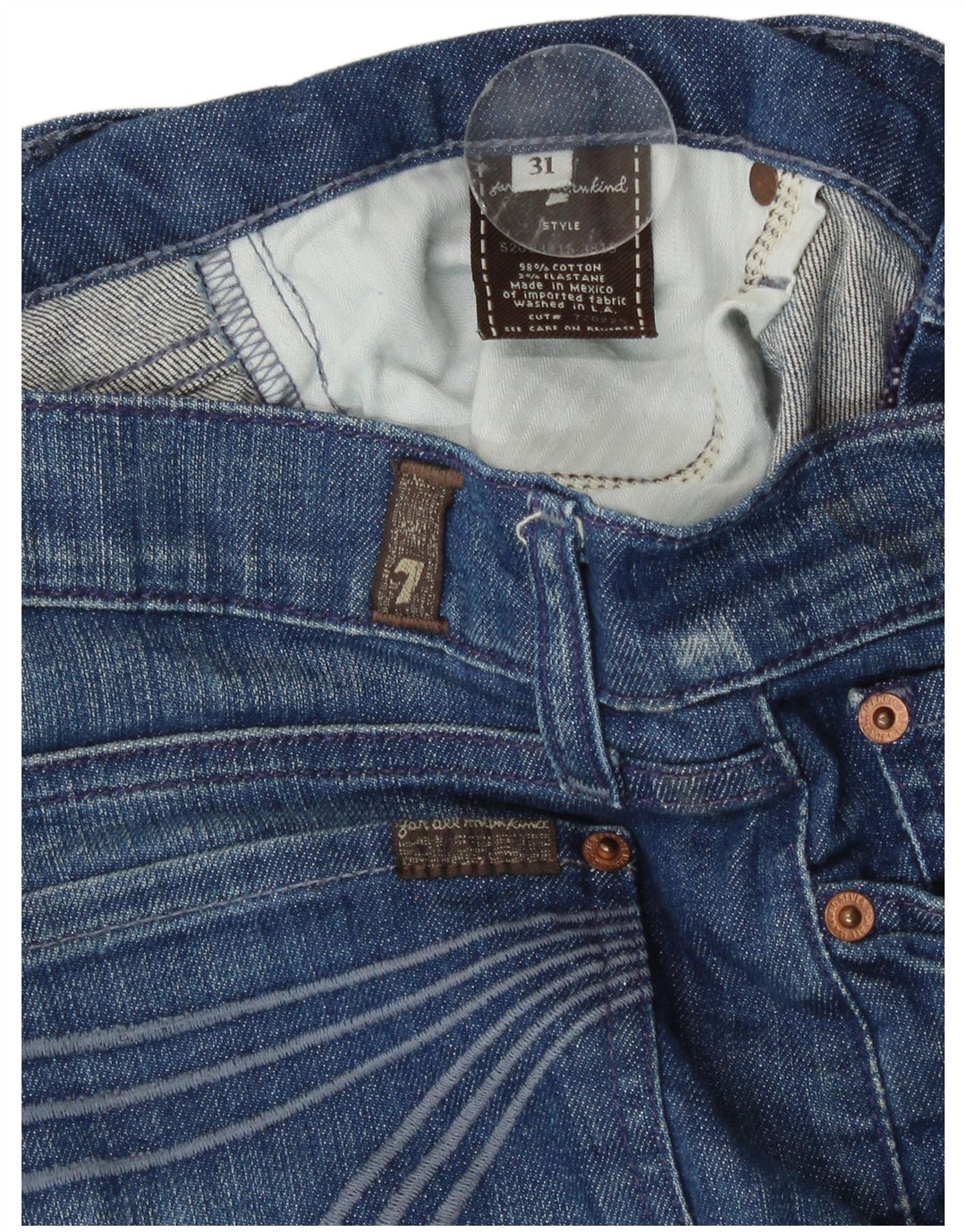 7 For All Mankind Damen Jeansshorts W31 Mittelblaue Baumwolle