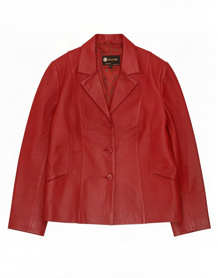Alji Piel Damen 3-Knopf-Lederblazer IT 44 Mittelrot