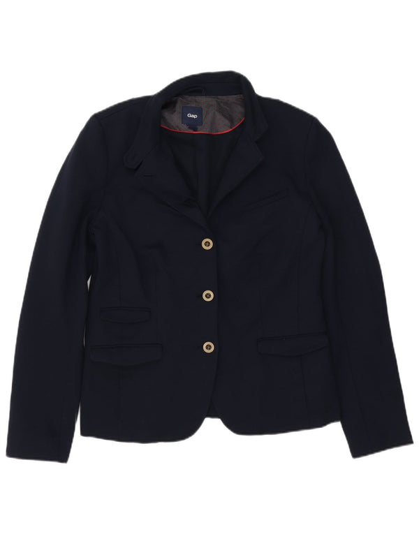 Gap Damen-Blazerjacke mit 3 Knöpfen, Gr. 14, Größe L, Marineblau, Baumwolle