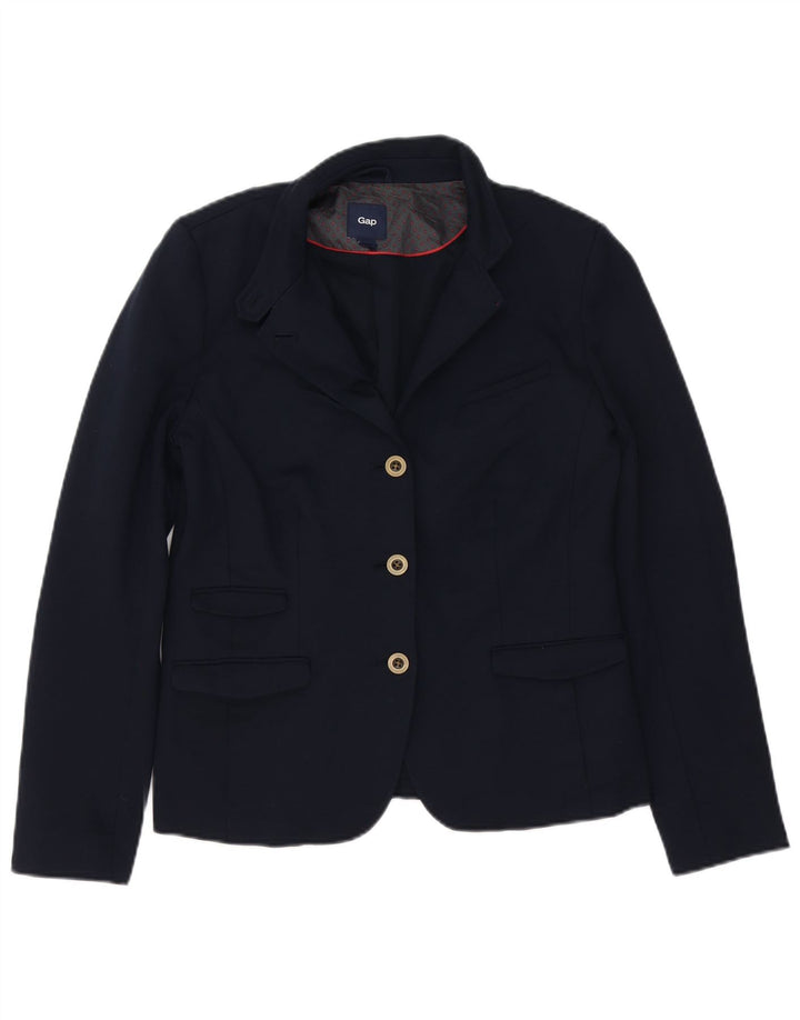 Gap Damen-Blazerjacke mit 3 Knöpfen, Gr. 14, Größe L, Marineblau, Baumwolle