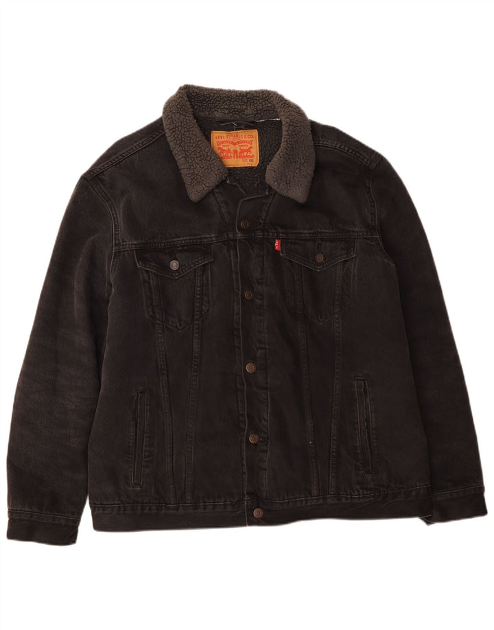 Levi's Herren Denim Sherpa Jacke UK 44 2XL Schwarz Baumwolle