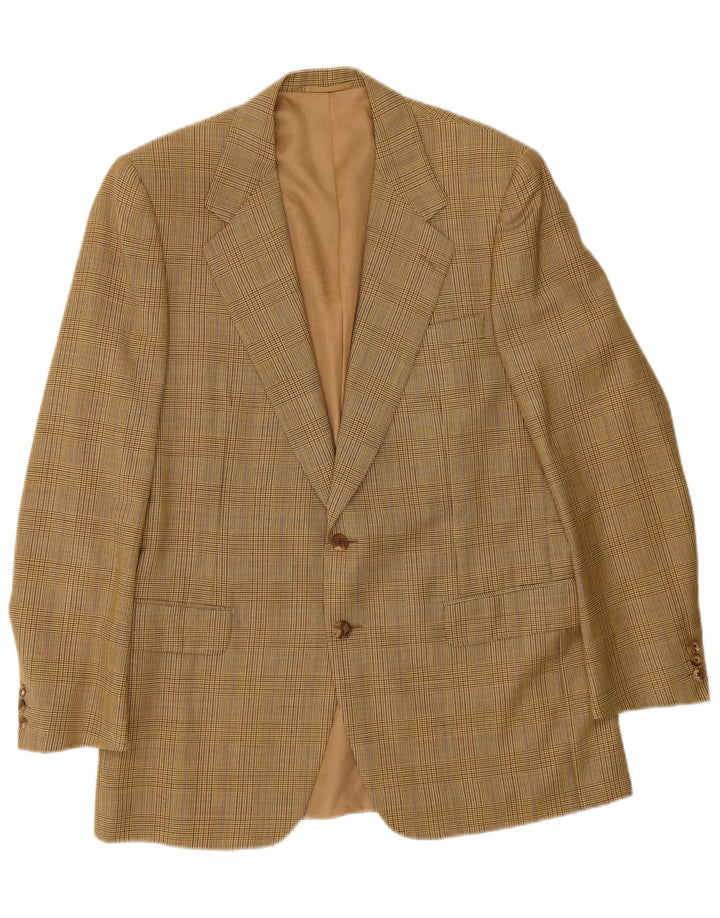 Gieves & Hawkes Herren-Blazer mit 2 Knöpfen, UK 42, XL, braune Wolle mit Hahnentrittmuster
