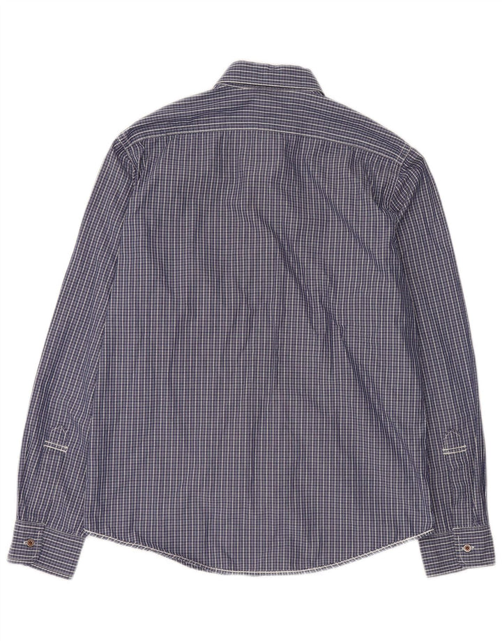 RALPH LAUREN Herrenhemd aus mittelblauer Gingham-Baumwolle