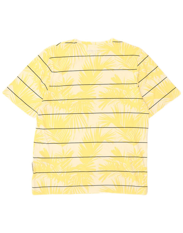 Jack & Jones Herren-T-Shirt-Oberteil, klein, gelb gestreift, hawaiianische Baumwolle