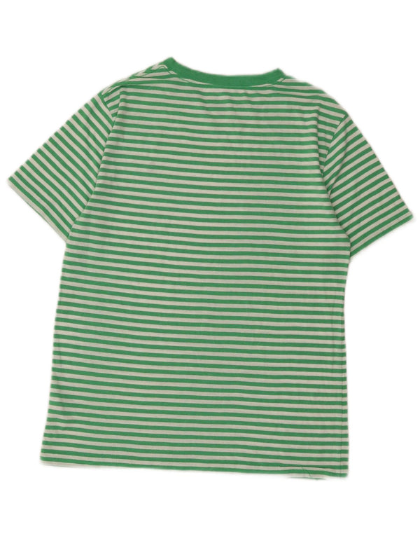 Polo Ralph Lauren Damen T-Shirt Top UK 14 Große grün gestreifte Baumwolle