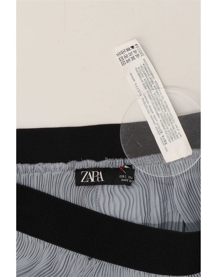 Zara Damen-Hose, kurz, Größe L, W34, L21, Blau, Polyester