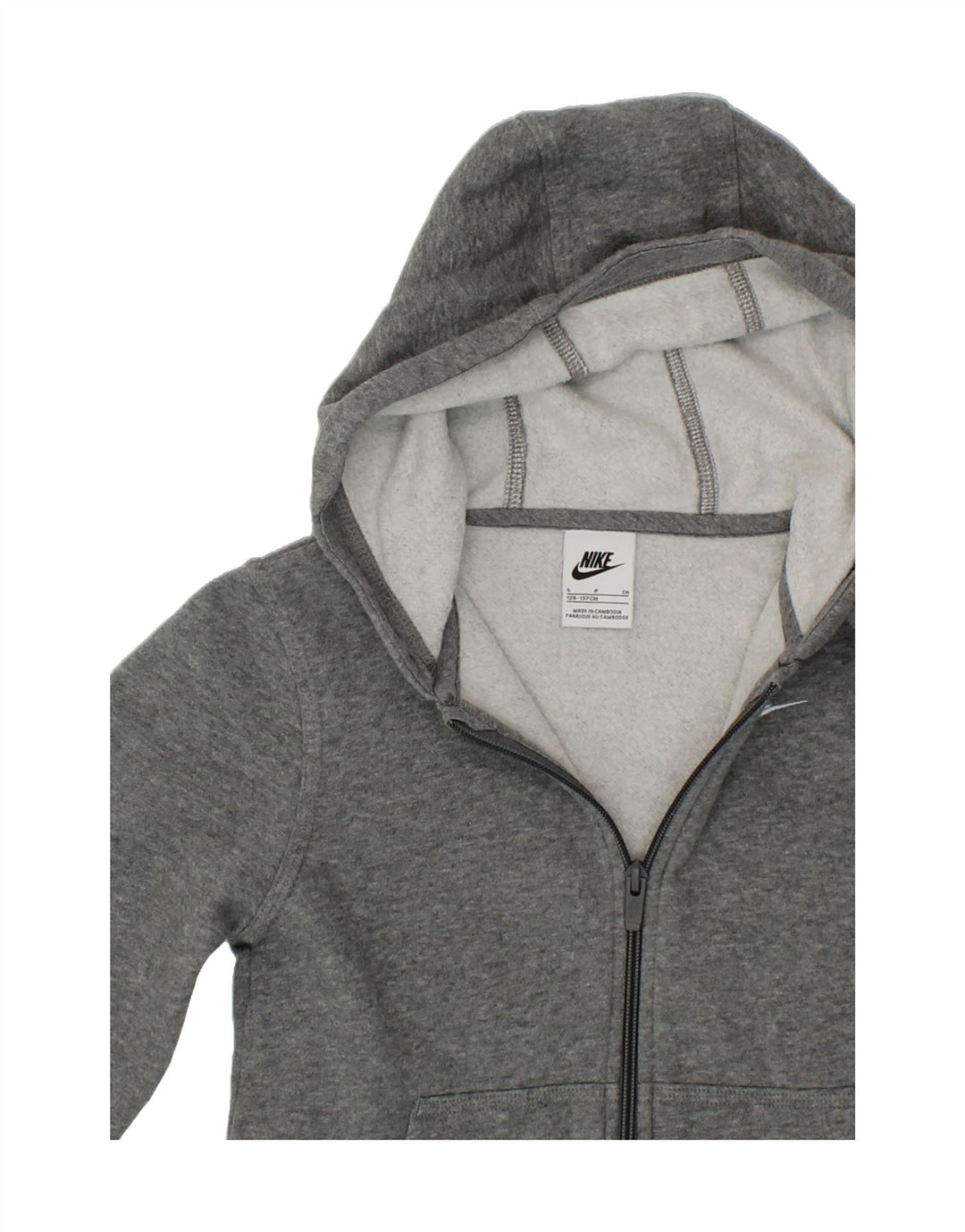 NIKE Boys Zip Hoodie Sweater 8-9 Years Small Grey Cotton Vintage Nike and Second-Hand Nike from Messina Hembry 