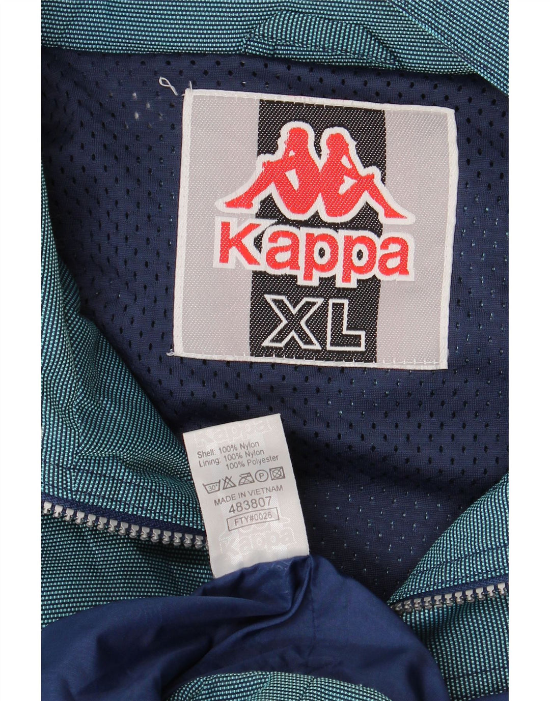 KAPPA Herren-Regenjacke mit grafischer Kapuze, UK 42 XL, blaues Nylon