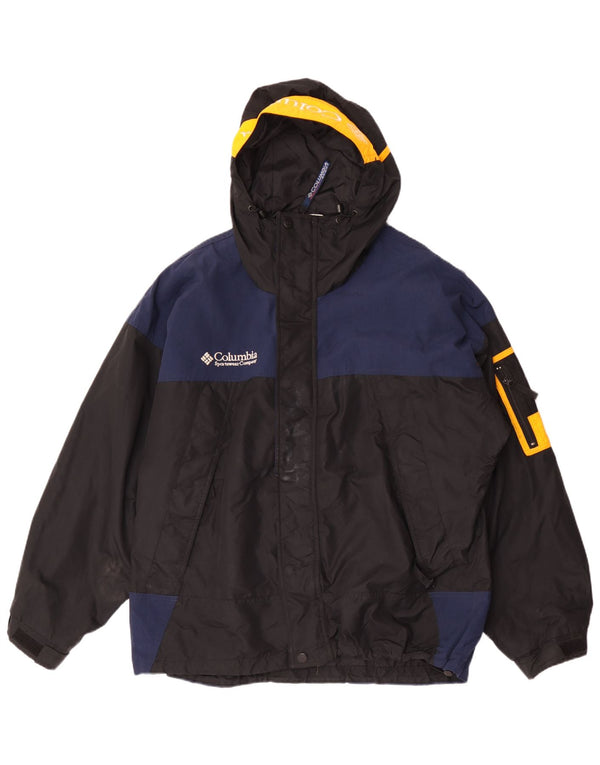 Columbia Herren-Regenjacke mit grafischer Kapuze, UK 40, Größe L, Schwarz, Farbblock