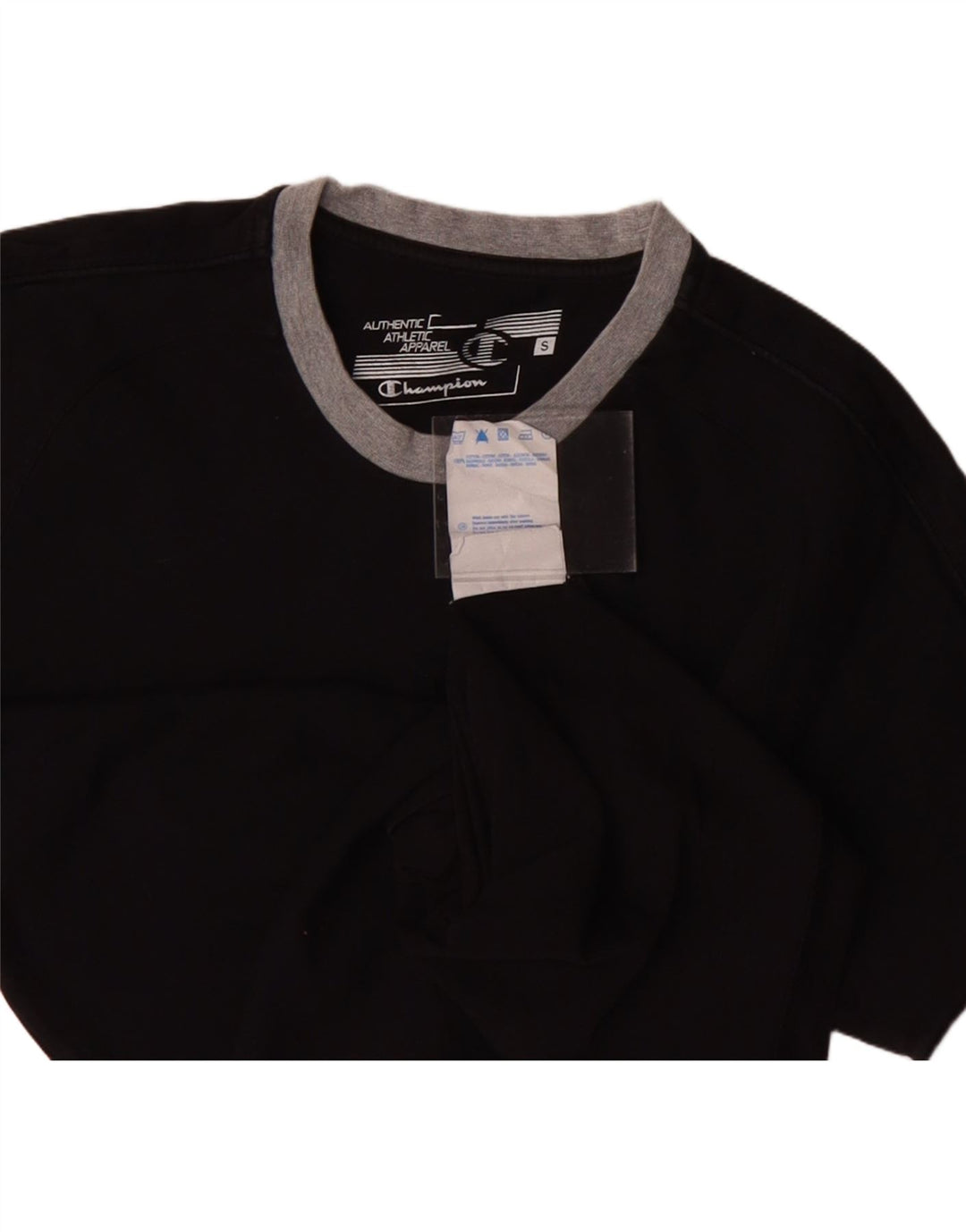 CHAMPION Mens Short Sleeve T-Shirt Top Small Black Cotton Vintage Champion and Second-Hand Champion from Messina Hembry 