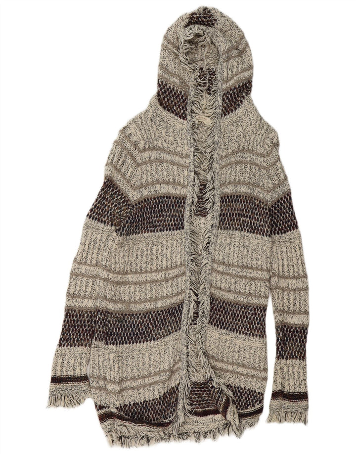 ZARA Damen Longline-Cardigan mit Kapuze, Gr. 14, mittelmehrfarbig