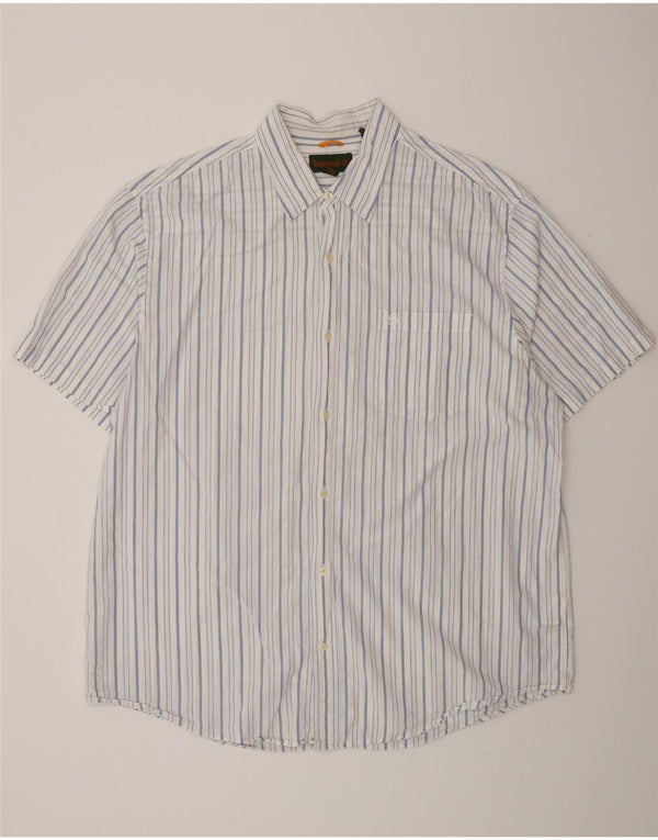 Timberland Herren Kurzarmhemd 2XL weiß gestreift aus Baumwolle