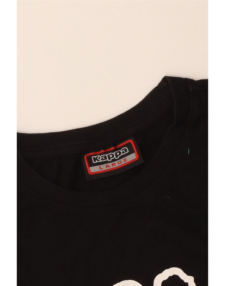 Kappa Damen Grafik T-Shirt Top UK 16 Large Schwarz