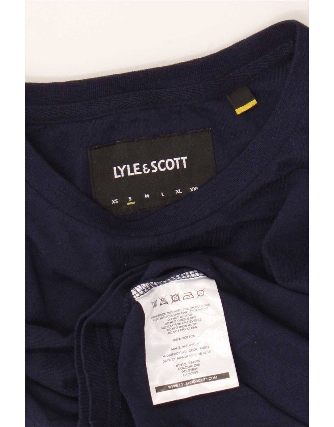 Lyle & Scott Herren T-Shirt Top Small Marineblau Baumwolle