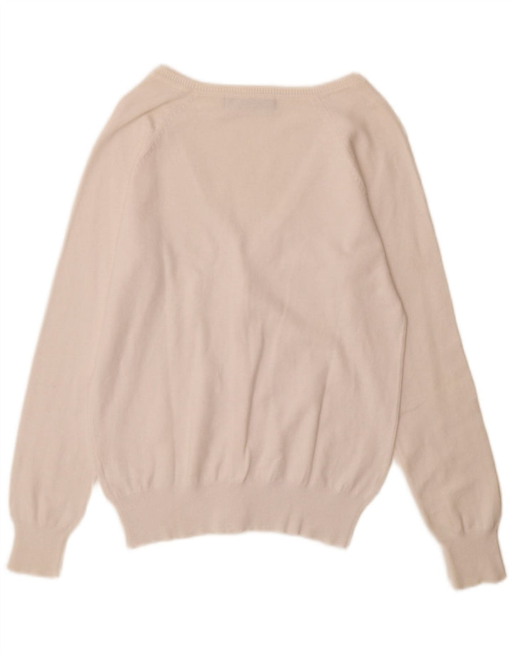 Zara Damen-Cardigan-Pullover UK 14 Große weiße Baumwolle