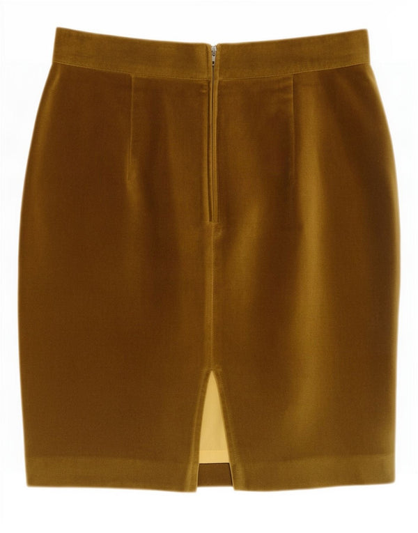 Benetton Womens Velvet Pencil Skirt IT 44 Medium W28 Khaki Cotton