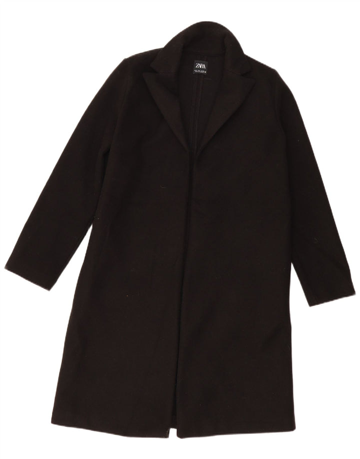 ZARA Womens Open Overcoat UK 14 Medium Black Polyester