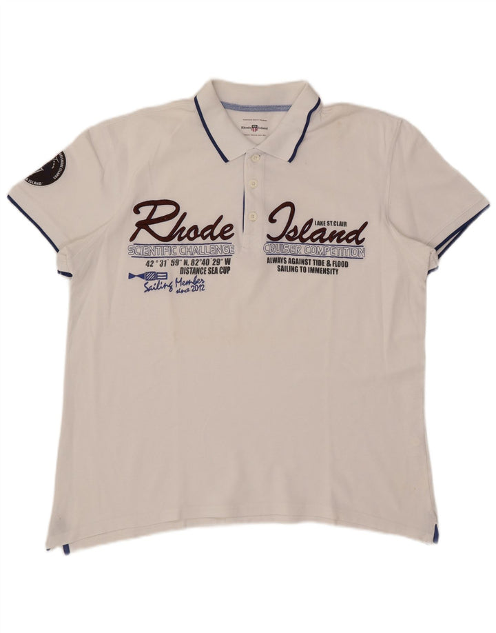 Rhode Island Herren-Poloshirt mit Grafik, groß, aus weißer Baumwolle