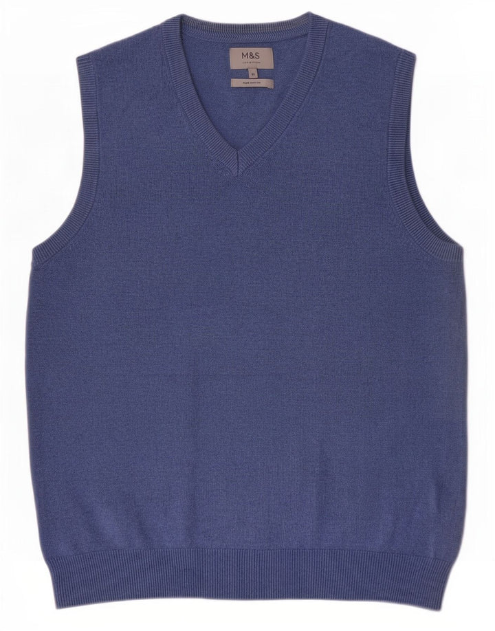 Marks & Spencer Herren-Weste-Tanktop aus mittelblauer Baumwolle
