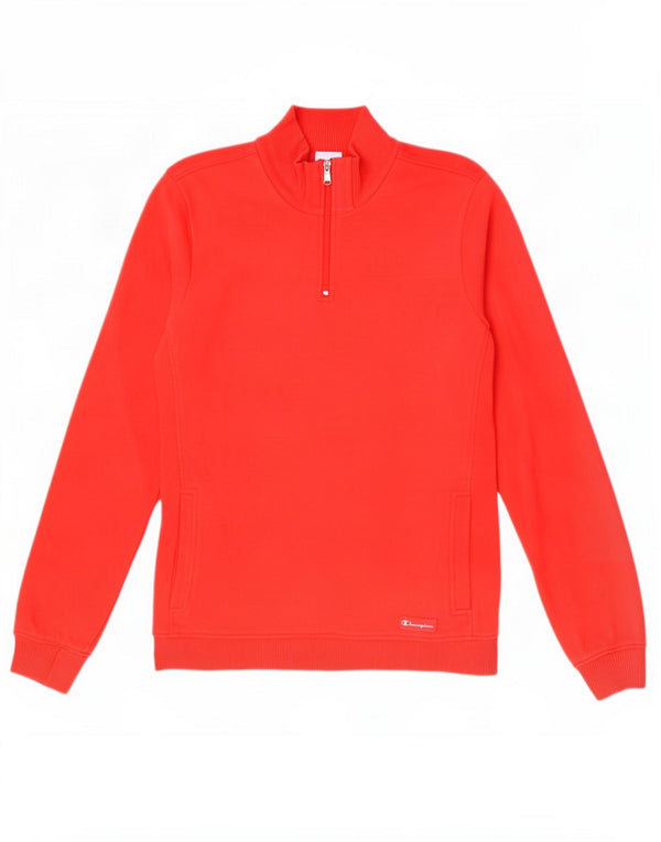 Champion Damen-Sweatshirt mit Reißverschluss am Hals, UK 14, mittelrote Baumwolle