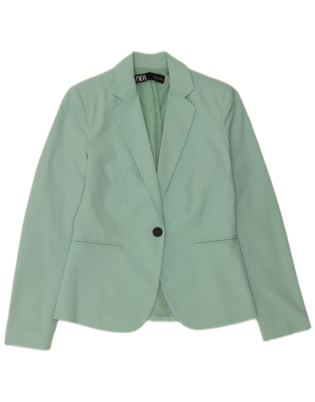 Zara Damen 1-Knopf-Blazerjacke EU 34 2XS Türkises Polyester
