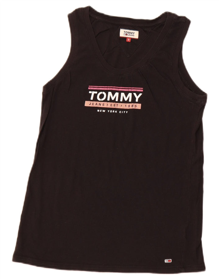 TOMMY HILFIGER Damen Graphic Vest Top UK 8 Small Schwarz