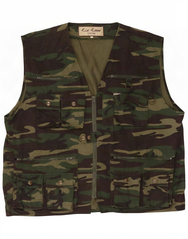 ESSE EMME Herren Utility Gilet UK 42 XL Khaki Camouflage Polyester