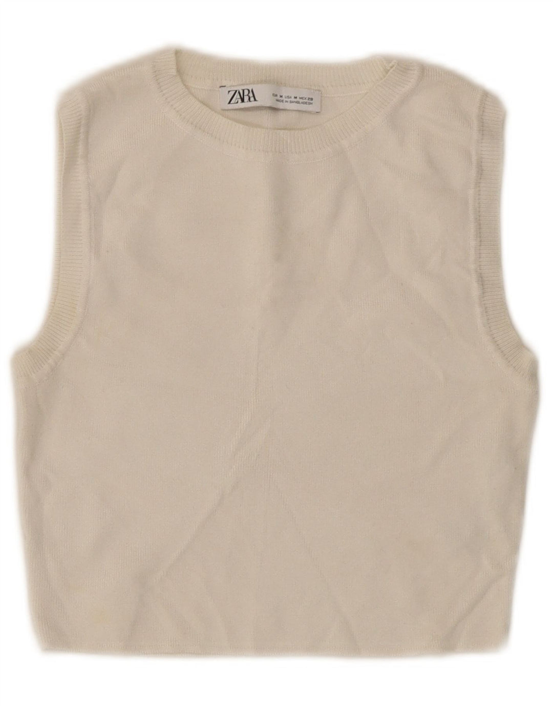 Zara Damen Crop Vest Top UK 12 Mittelweiße Viskose