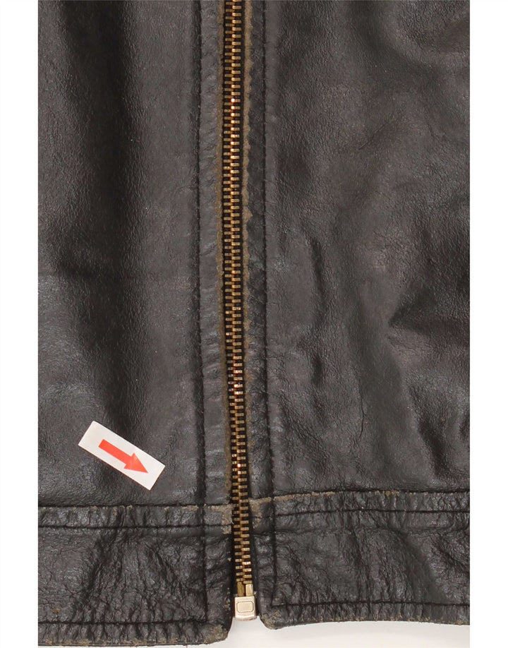 Vintage Damen Lederjacke IT 50 XL Schwarz