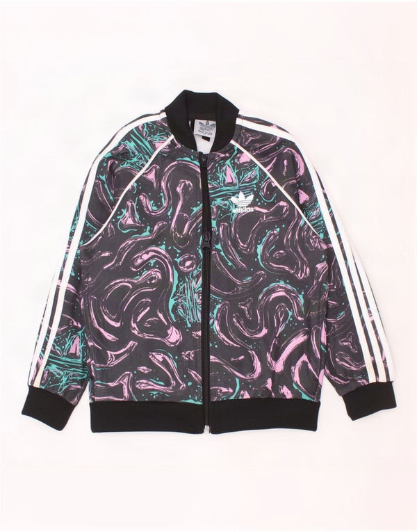 Adidas Mädchen-Trainingsanzug mit abstraktem Muster, Oberteil, Jacke, 2–3 Jahre, mehrfarbig